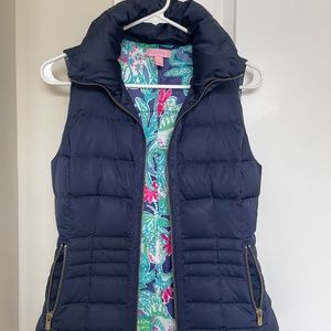 Lily Pulitzer Navy Puffer Vest - Size XS